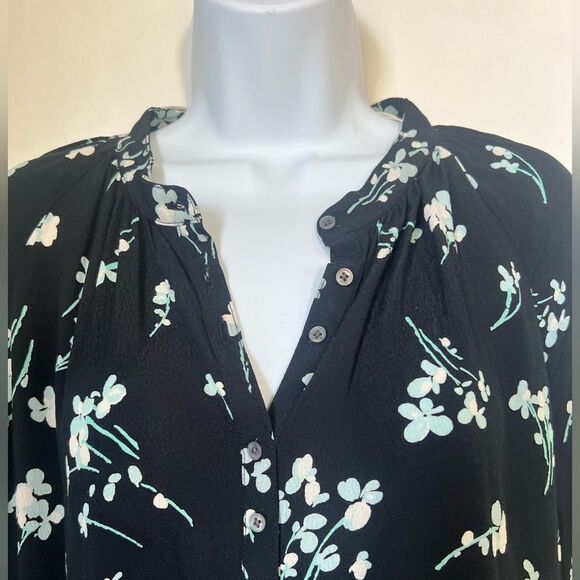 NWT J. Crew Black Floral Long-Sleeve Drapey Popover Women's Shirt Blouse size S - Picture 8 of 13
